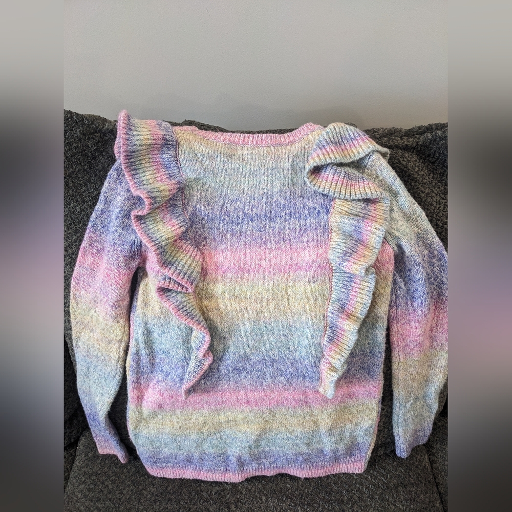 Girls Tucker + Tate Long Sleeve Ruffle Sweater Spring Easter Ombre Pastel Sz 8